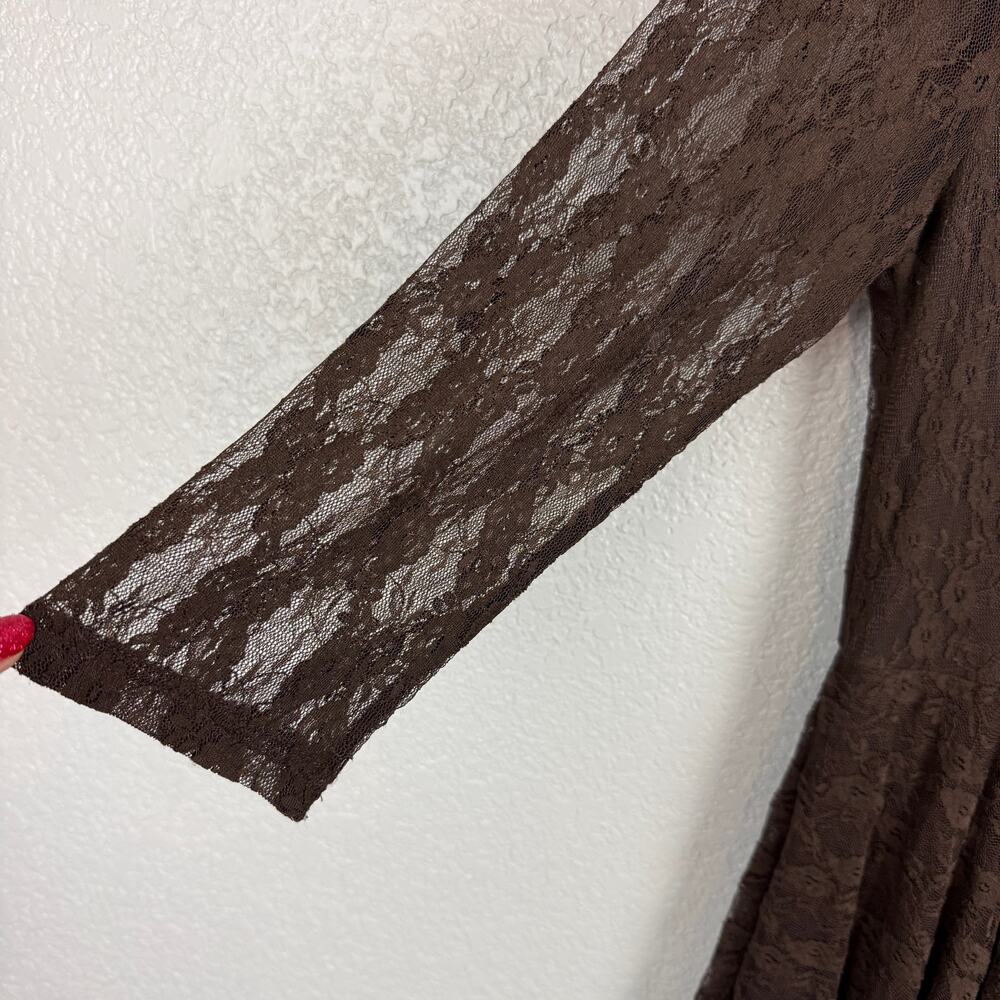 Back in the Saddle Heirloom Lace Lined Dress Brown M Boho Cowgirl Whimsigoth EUC - Picture 3 of 10